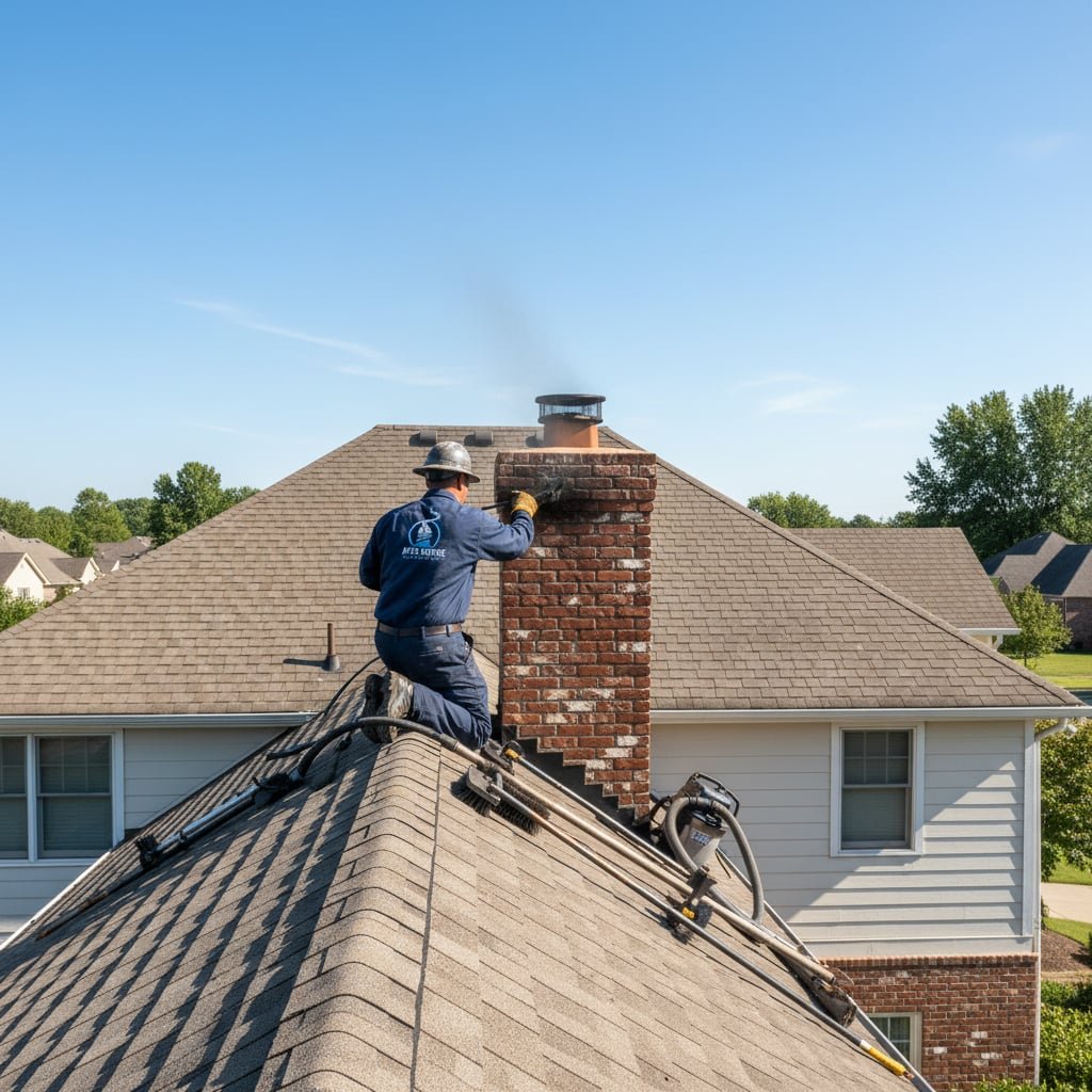 Apex Smoke Chimney Sweep team working on chimney